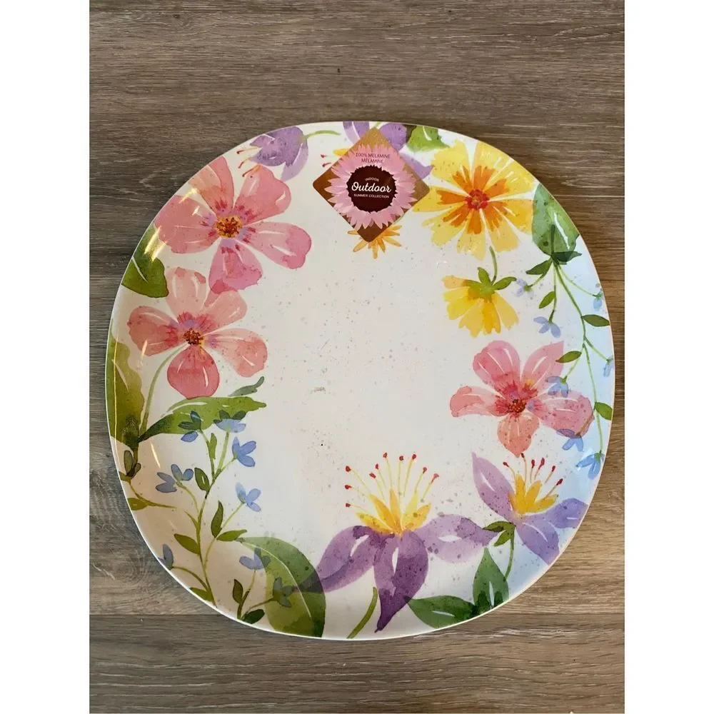 Melamine Indoor Outdoor Summer Collection Dinner Plates flowers Oval New set of